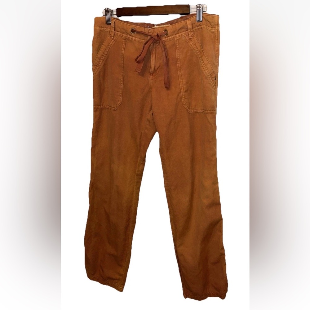 Hei Hei Anthropologie Orange Drawstring Linen Cotton Blend Pants Size 8 EUC - Picture 3 of 8